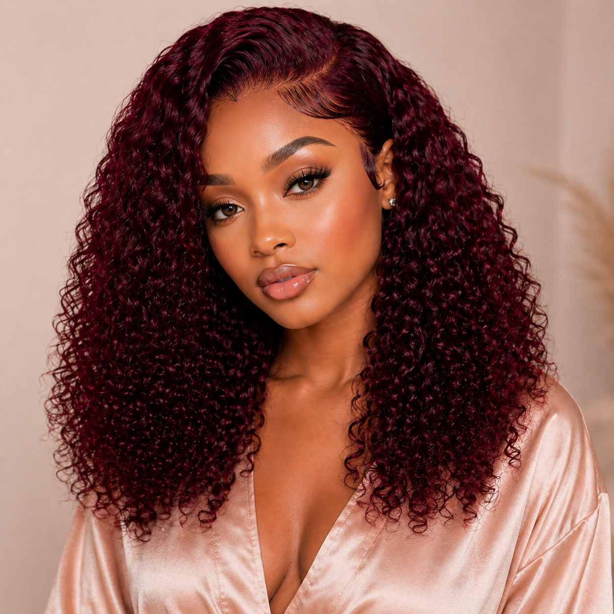 Natural Curly 13x4 HD Lace Frontal Wig – 200% Density Human Hair (16”)